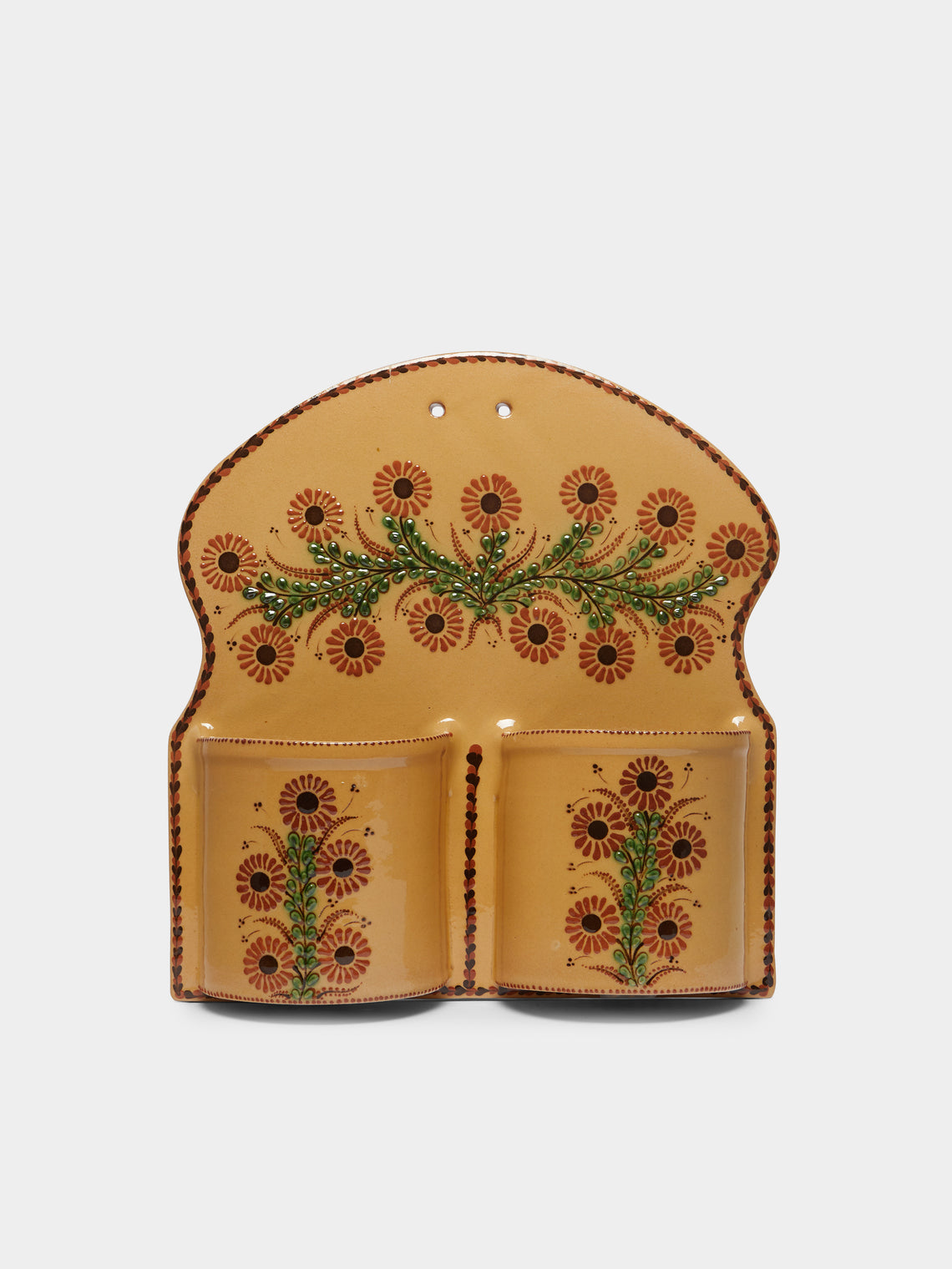 Poterie d’Évires - Flowers Hand-Painted Ceramic Double Utensil Holder -  - ABASK - 