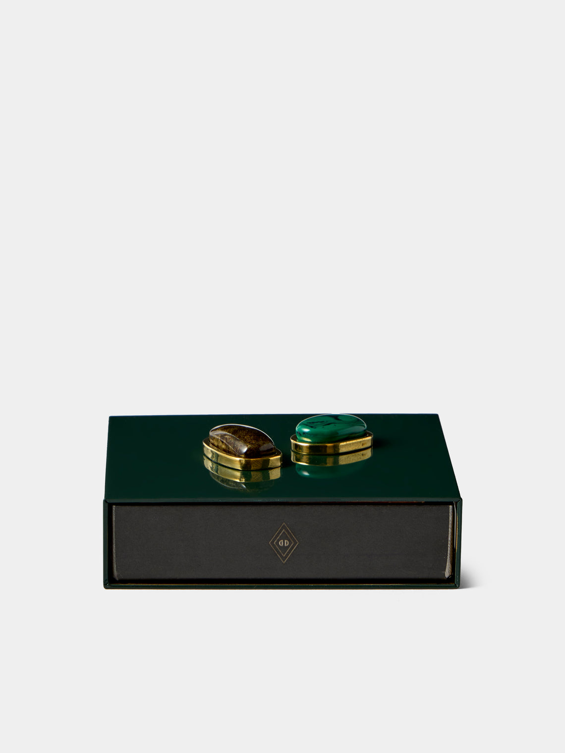 Droulers - Luce Brass and Resin Square Matchbox - Green - ABASK - 