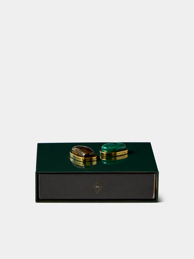 Droulers - Luce Brass and Resin Square Matchbox - Green - ABASK - 