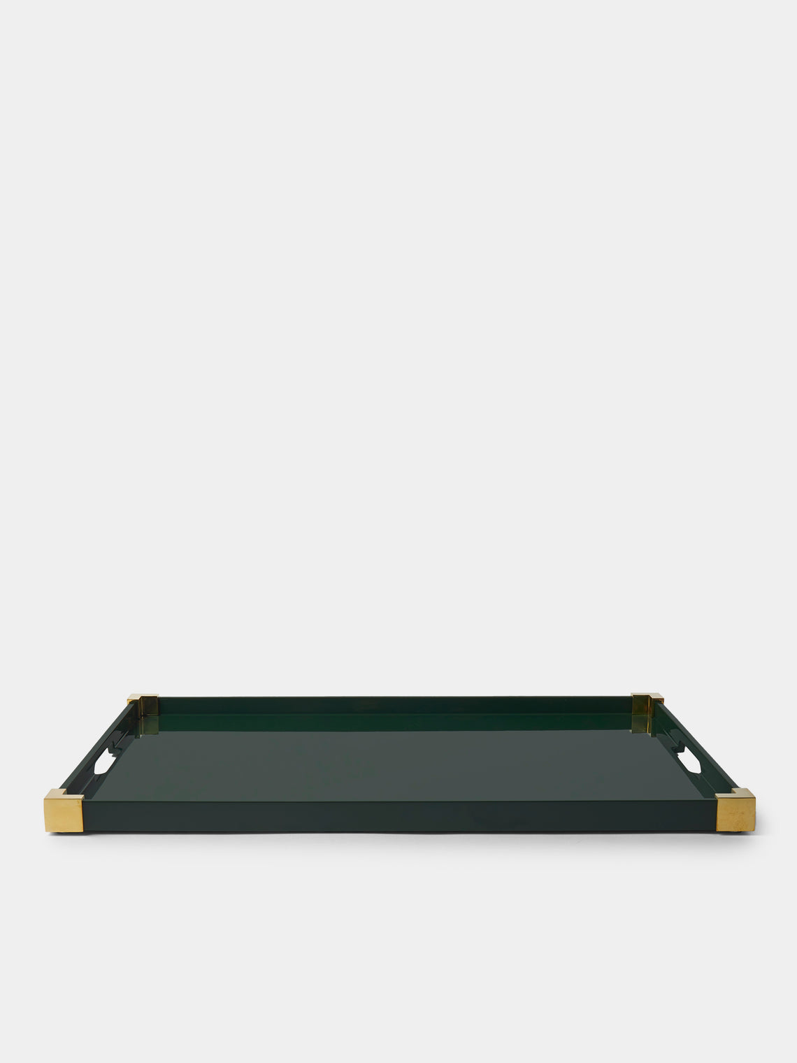 The Lacquer Company - Corners Lacquered Large Tray - Green - ABASK