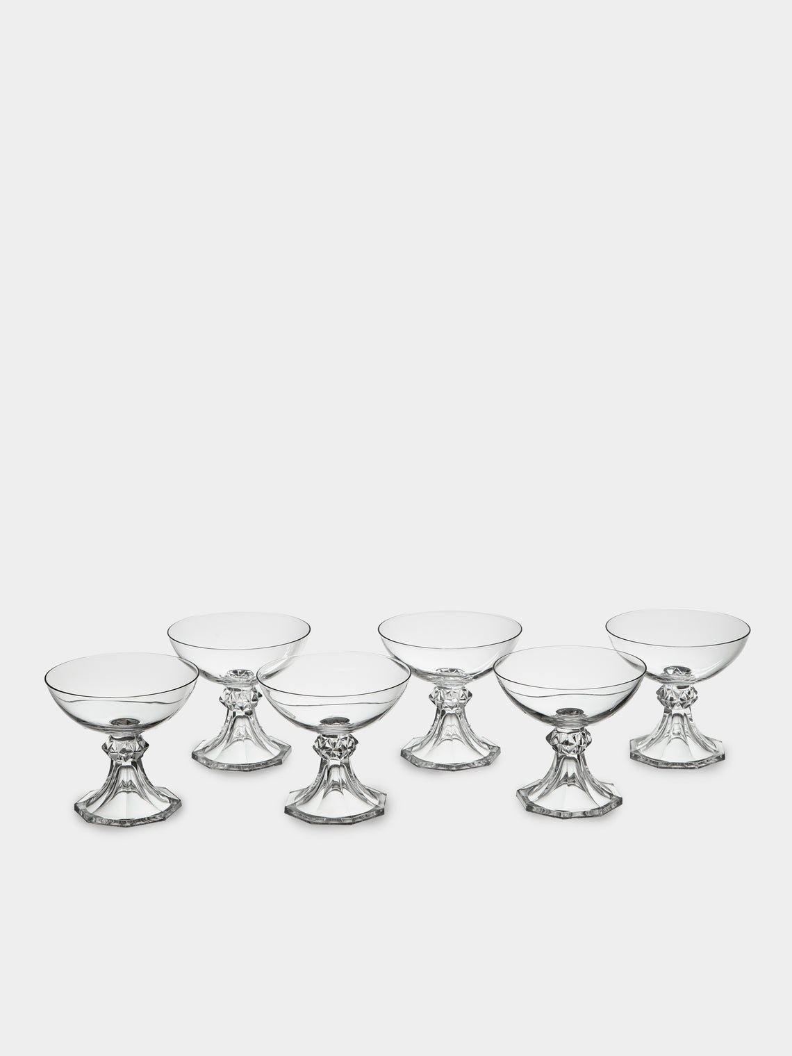 Antique and Vintage - Mid-Century Val Saint Lambert Yale Crystal Champagne Flutes (Set of 6) - Clear - ABASK