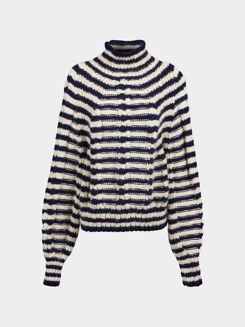 La Fetiche - Viola Hand-Knitted Wool Sweater | Size: S - Navy - ABASK - 
