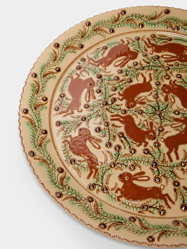 Poterie d’Évires - Rabbits Hand-Painted Ceramic Serving Plate -  - ABASK