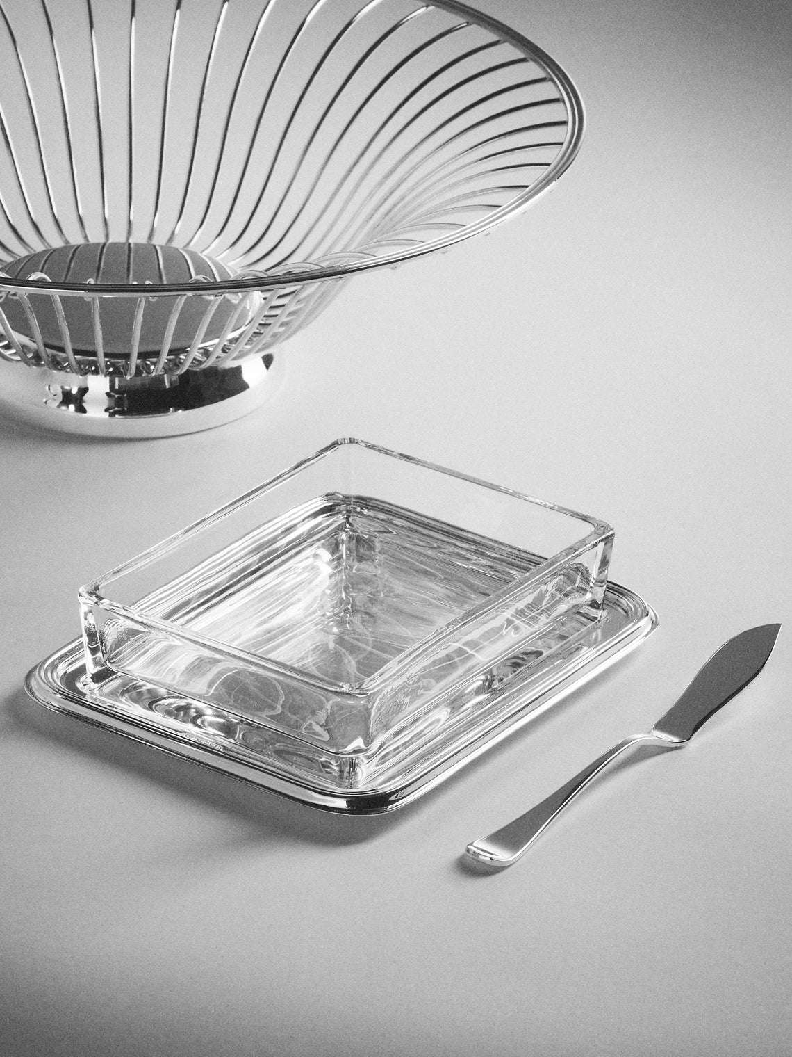 Greggio - English Silver-Plated Butter Dish with Knife - Silver - ABASK