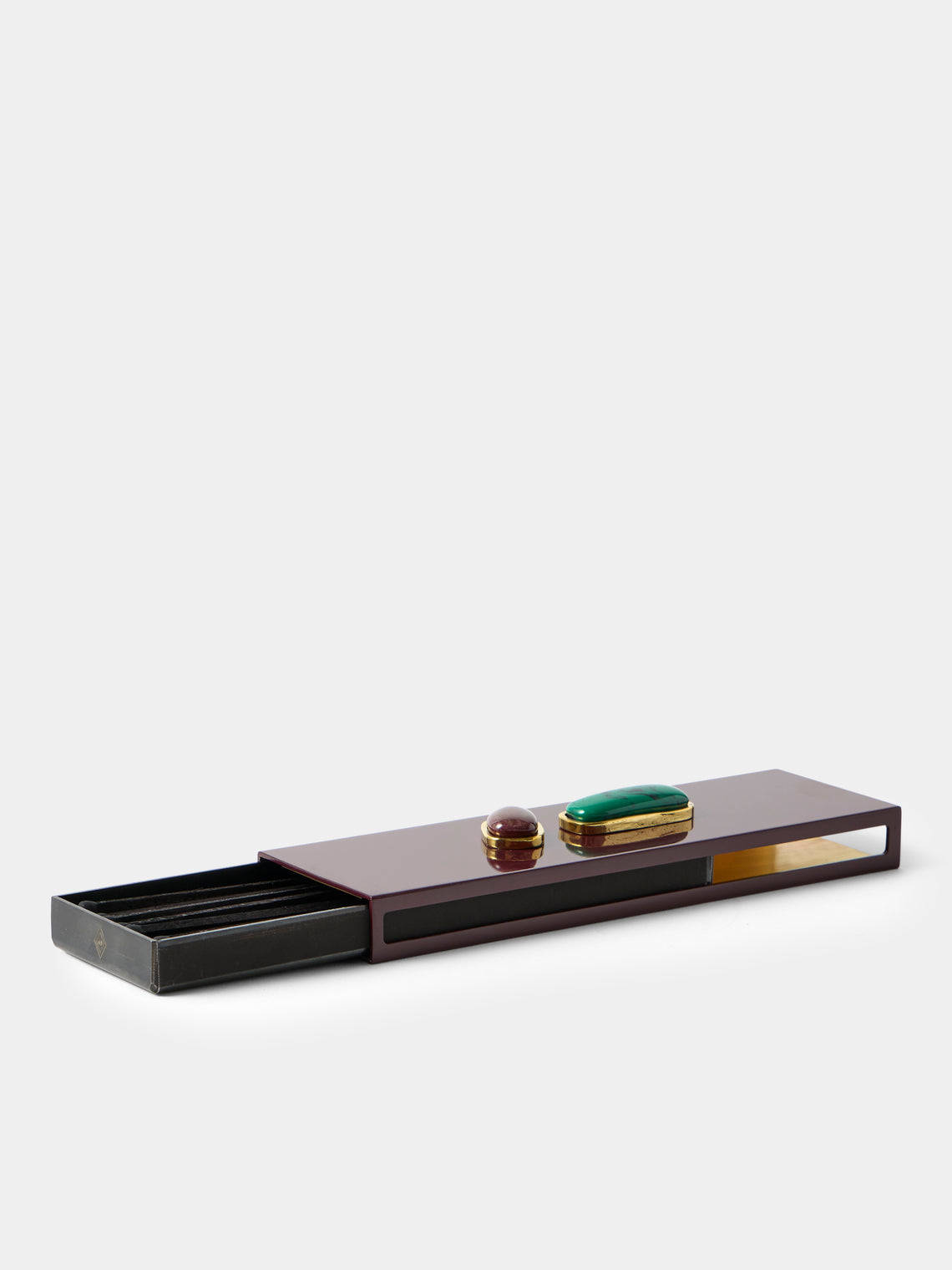 Droulers - Luce Brass and Resin Long Matchbox - Burgundy - ABASK