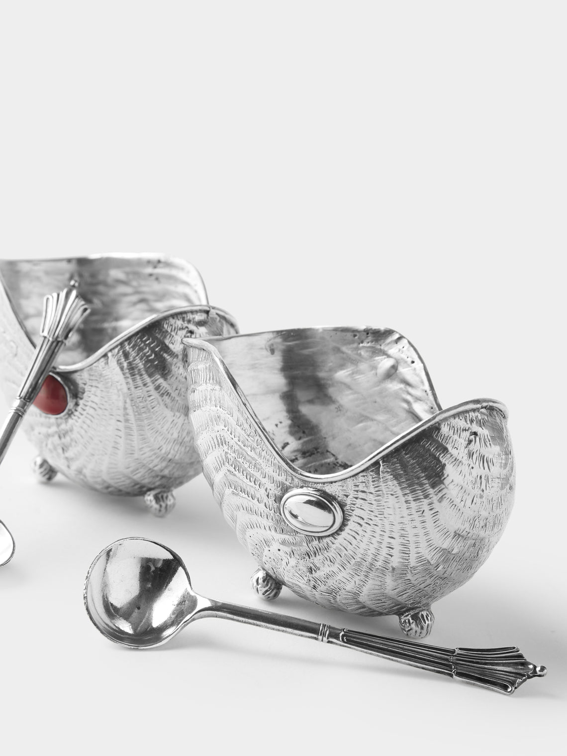 Antique and Vintage - 1970s Silver Shell Salt and Pepper Dishes (Set of 2) - Silver - ABASK