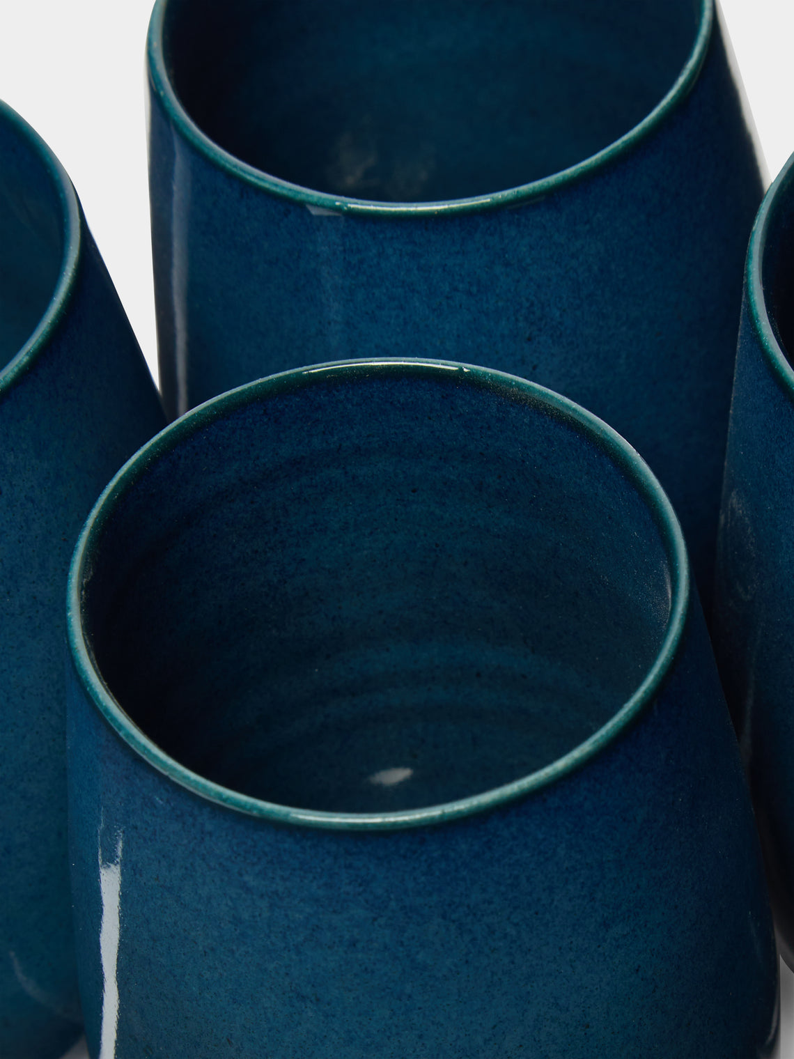Mervyn Gers Ceramics - Hand-Glazed Ceramic Tall Cups (Set of 4) - Blue - ABASK
