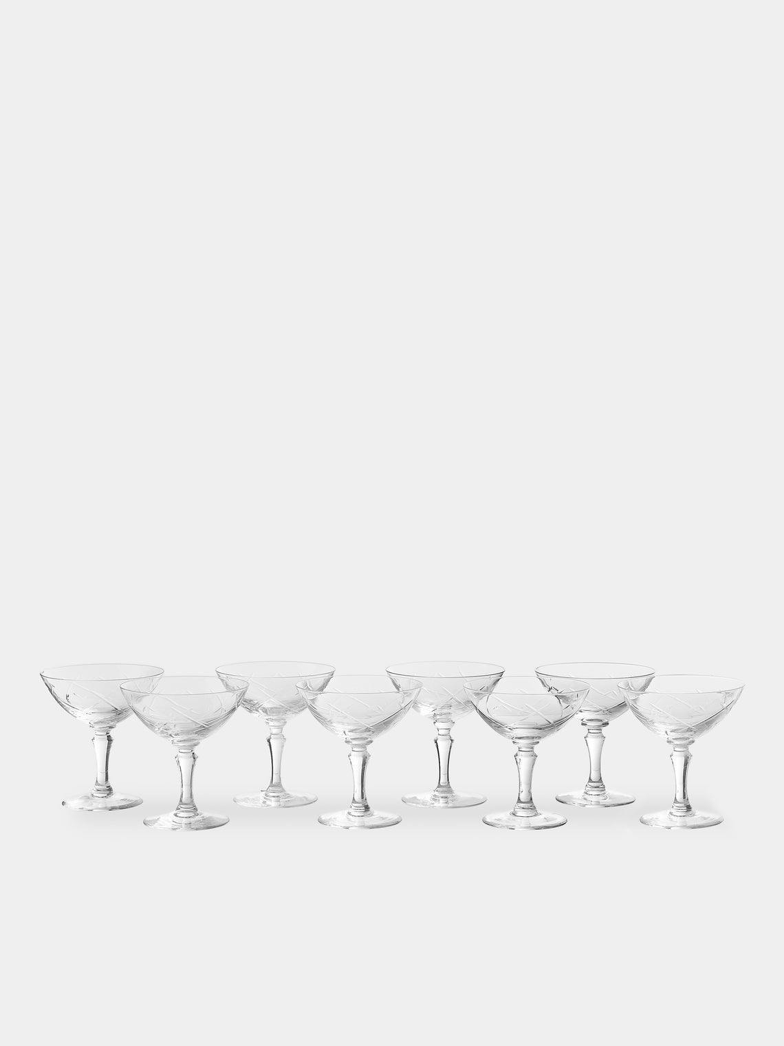 Antique and Vintage - 1940s Crystal Champagne Coupes (Set of 8) - Clear - ABASK - 