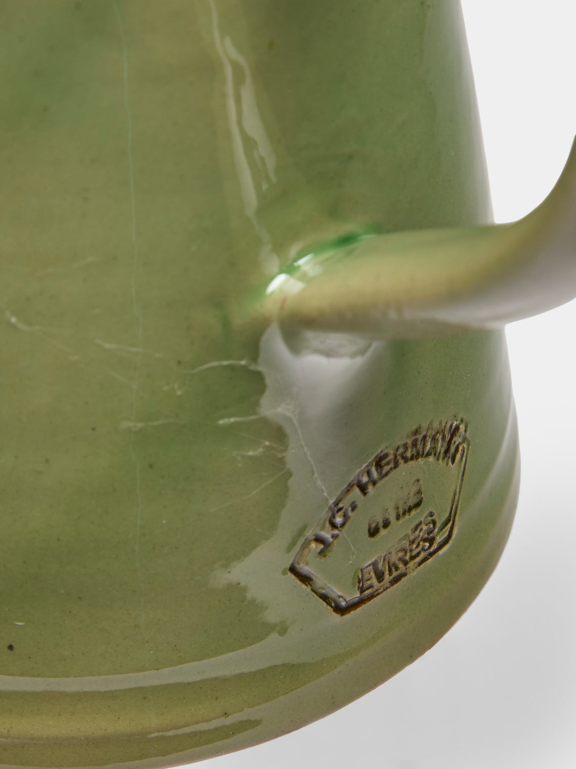 Poterie d’Évires - Chickens Hand-Painted Ceramic Large Milk Jug - Green - ABASK