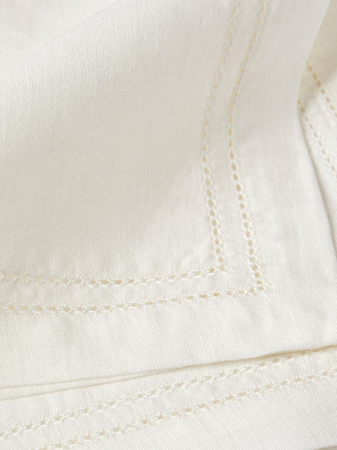 Volga Linen - Double Hem-Stitch Linen Napkins (Set of 6) - Ivory - ABASK
