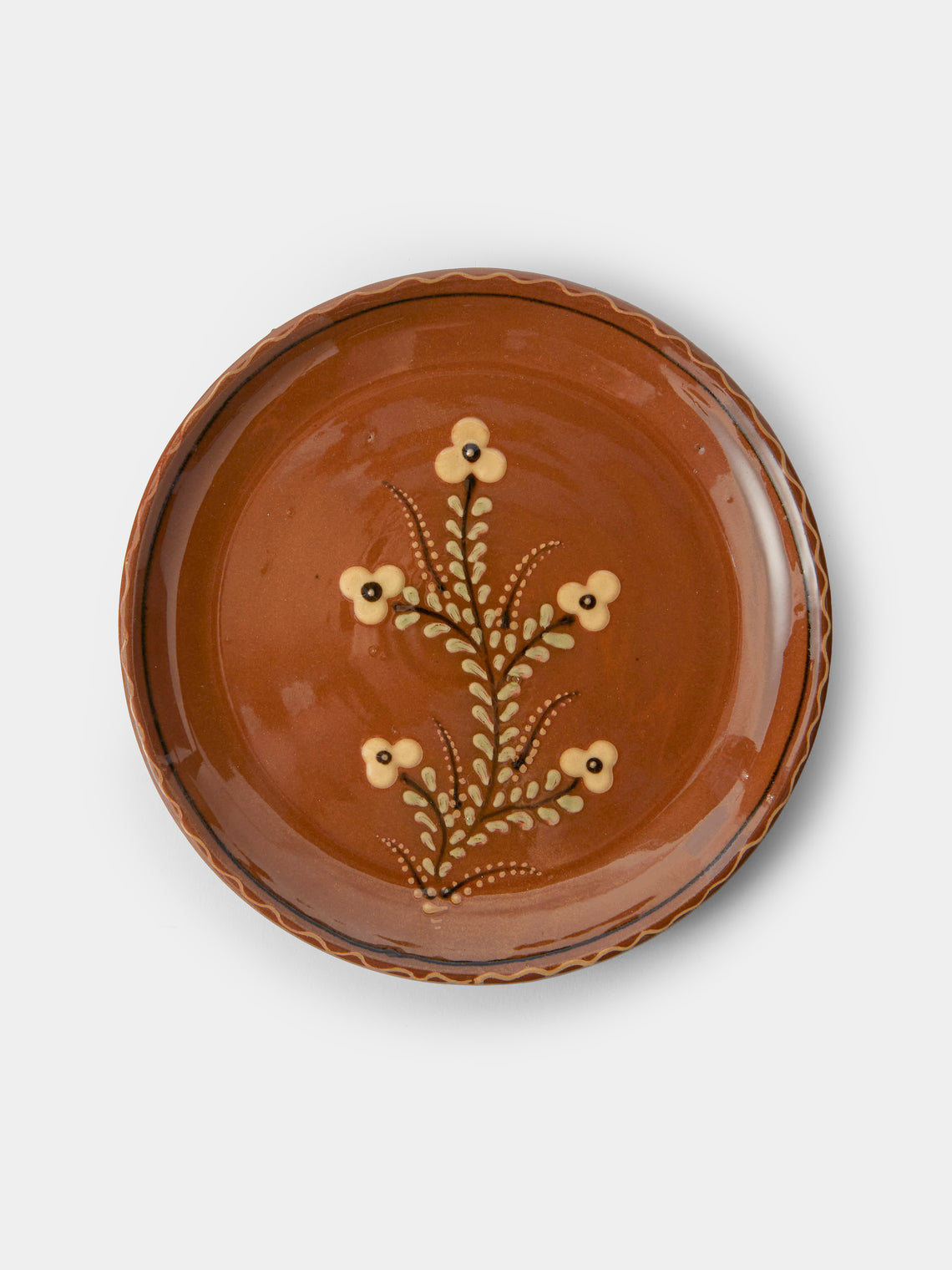 Poterie d’Évires - Flowers Hand-Painted Ceramic Butter Dish - Light Brown - ABASK