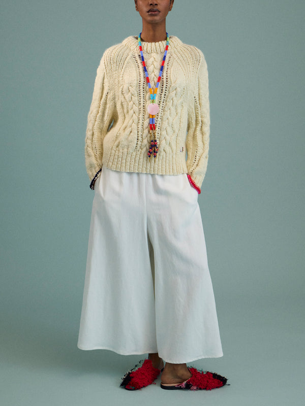 La Fetiche - Marianne Hand-Knitted Wool Sweater | Size: S - Cream - ABASK