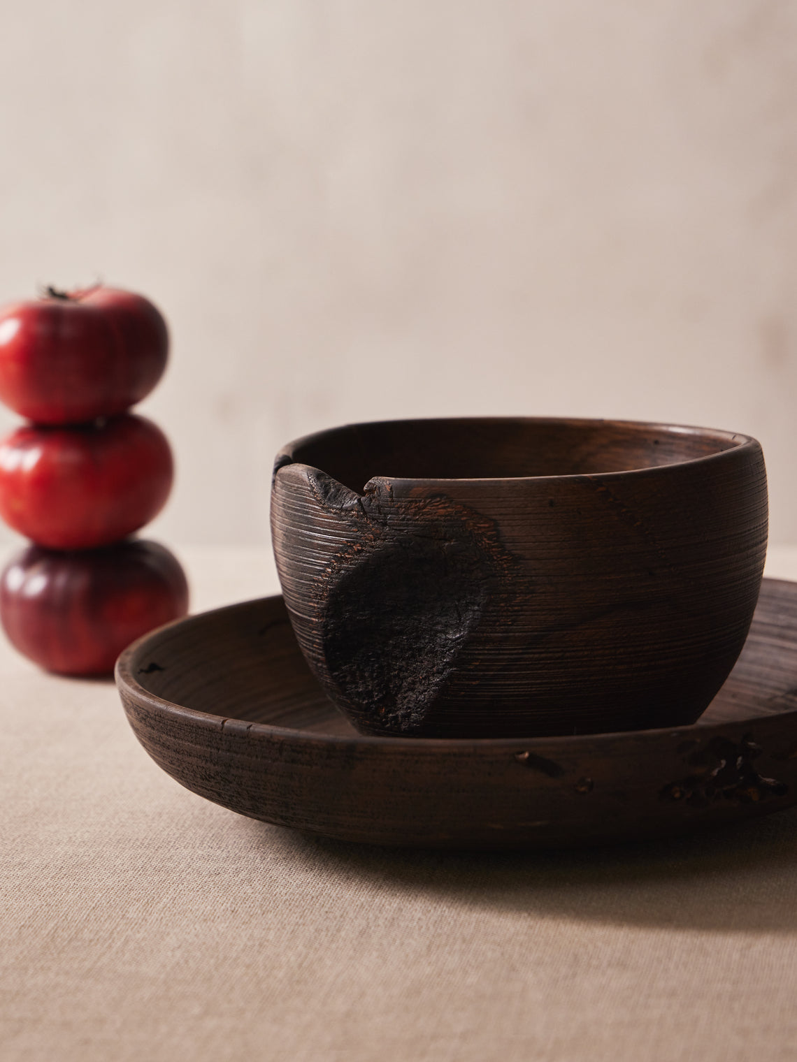 Thursday Furniture - Hand-Turned Iron-Mordant Oak Bowl - Dark Brown - ABASK