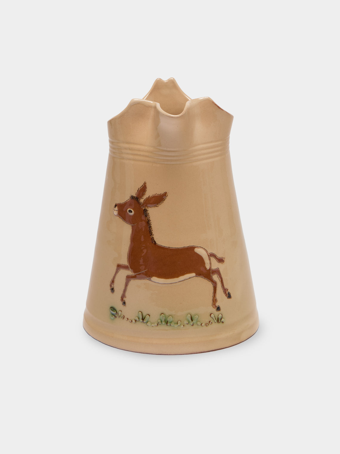 Poterie d’Évires - Donkeys Hand-Painted Ceramic Milk Jug - Cream - ABASK