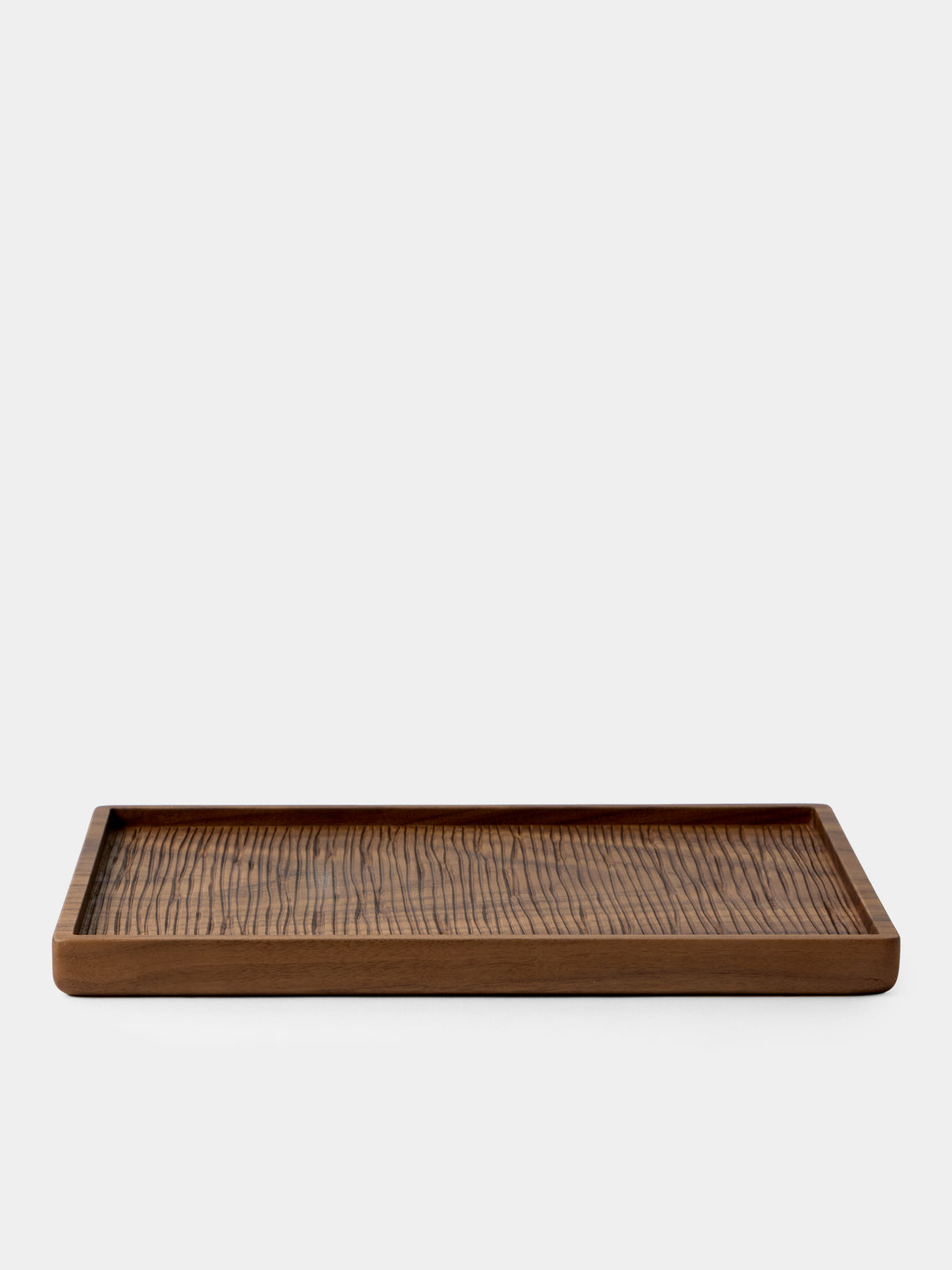 Droulers - Bosco Fronda Hand-Carved Walnut Tray (11in/28cm) - Brown - ABASK
