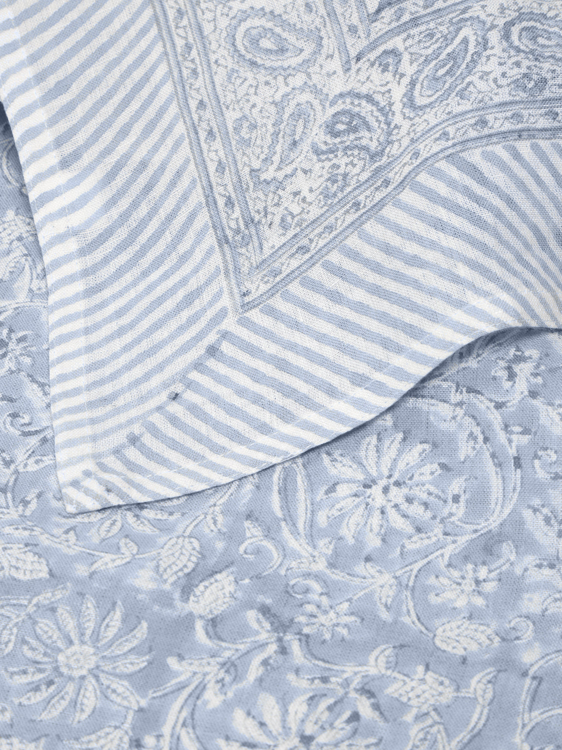 Margerita Block-Printed Linen Rectangular Tablecloth (90.5in/2.3m)