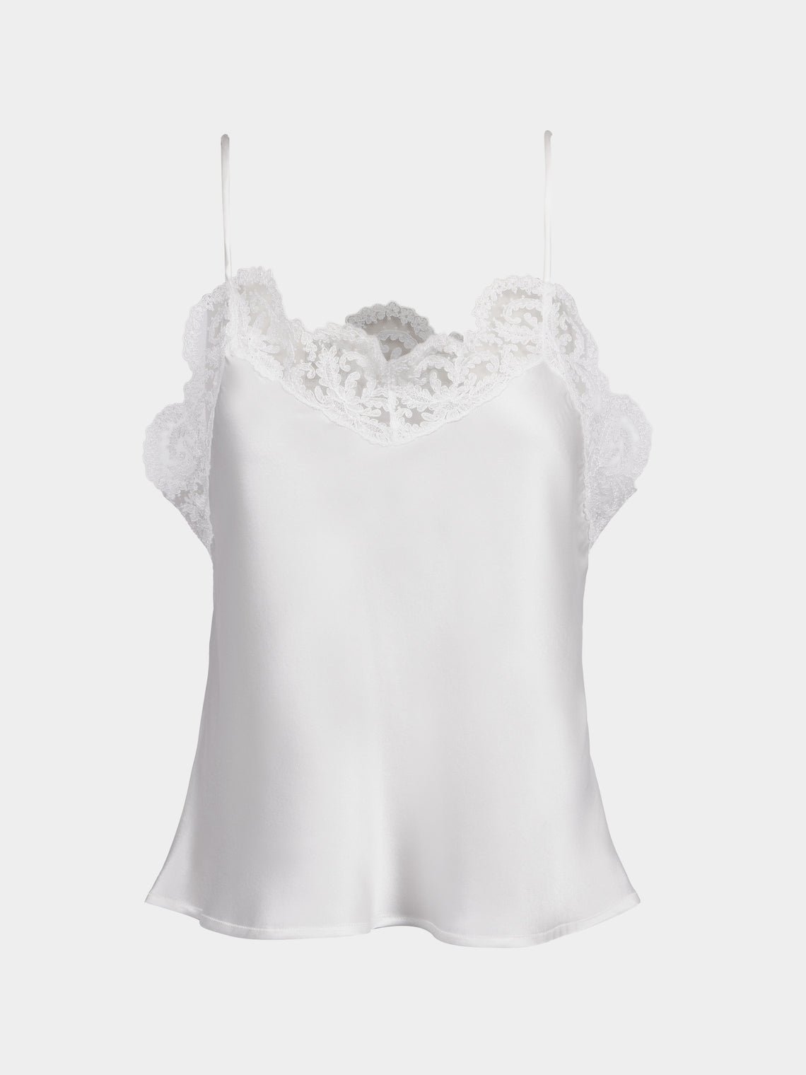 Loretta Caponi - Esmeralda Silk and Lace Top | Size: XS - White - ABASK - 