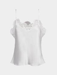 Loretta Caponi - Esmeralda Silk and Lace Top | Size: XS - White - ABASK - 