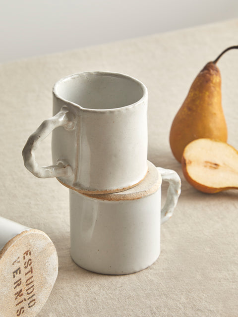 Estudio Vernís - Wood-Fired Stoneware Mugs (Set of 6) - White - ABASK
