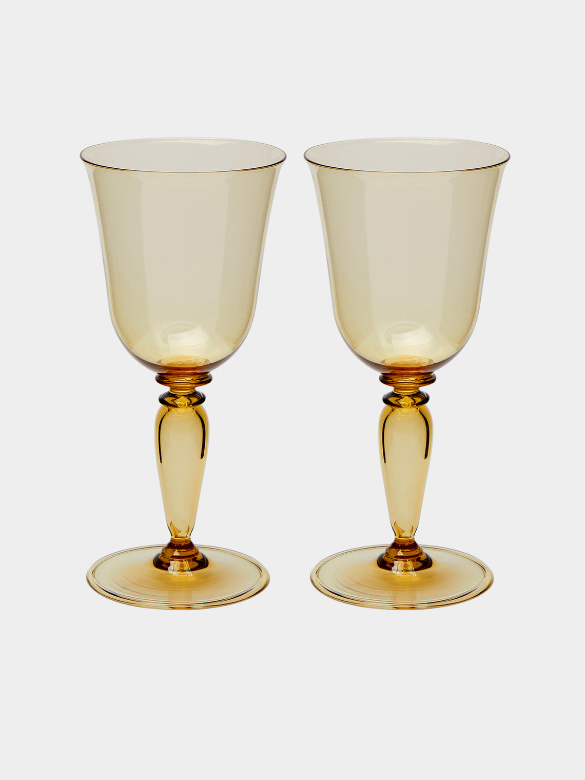 Yali Glass - Roma Hand-Blown Murano White Wine Glasses (Set of 2) - Yellow - ABASK 