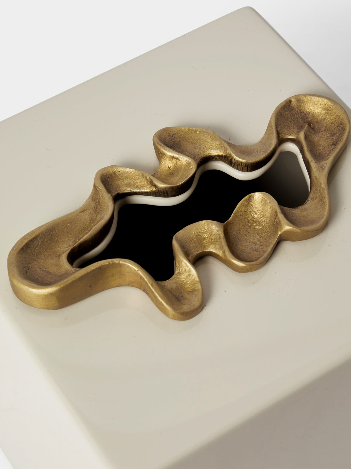 Viya - Saffron Lacquered Wood Tissue Box - Ivory - ABASK