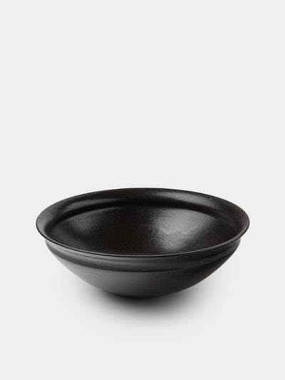 Fuminari Araga - Kohiki Slipware Shallow Bowls – 8in/21cm (Set of 4) - Black - ABASK - 