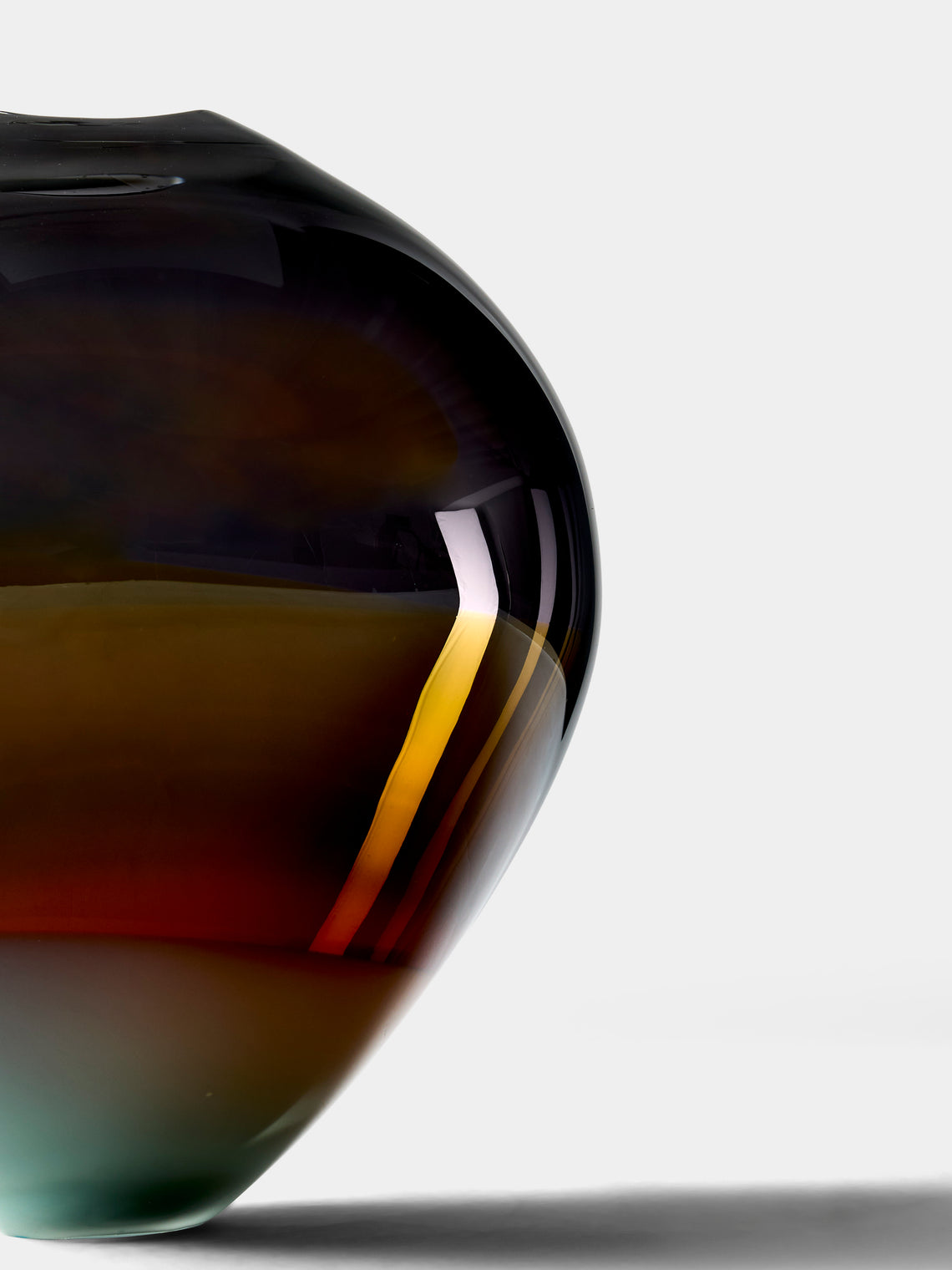 Michele Oberdieck - Charcoal Hand-Blown Glass Vase (11.5in/29cm) - Brown - ABASK