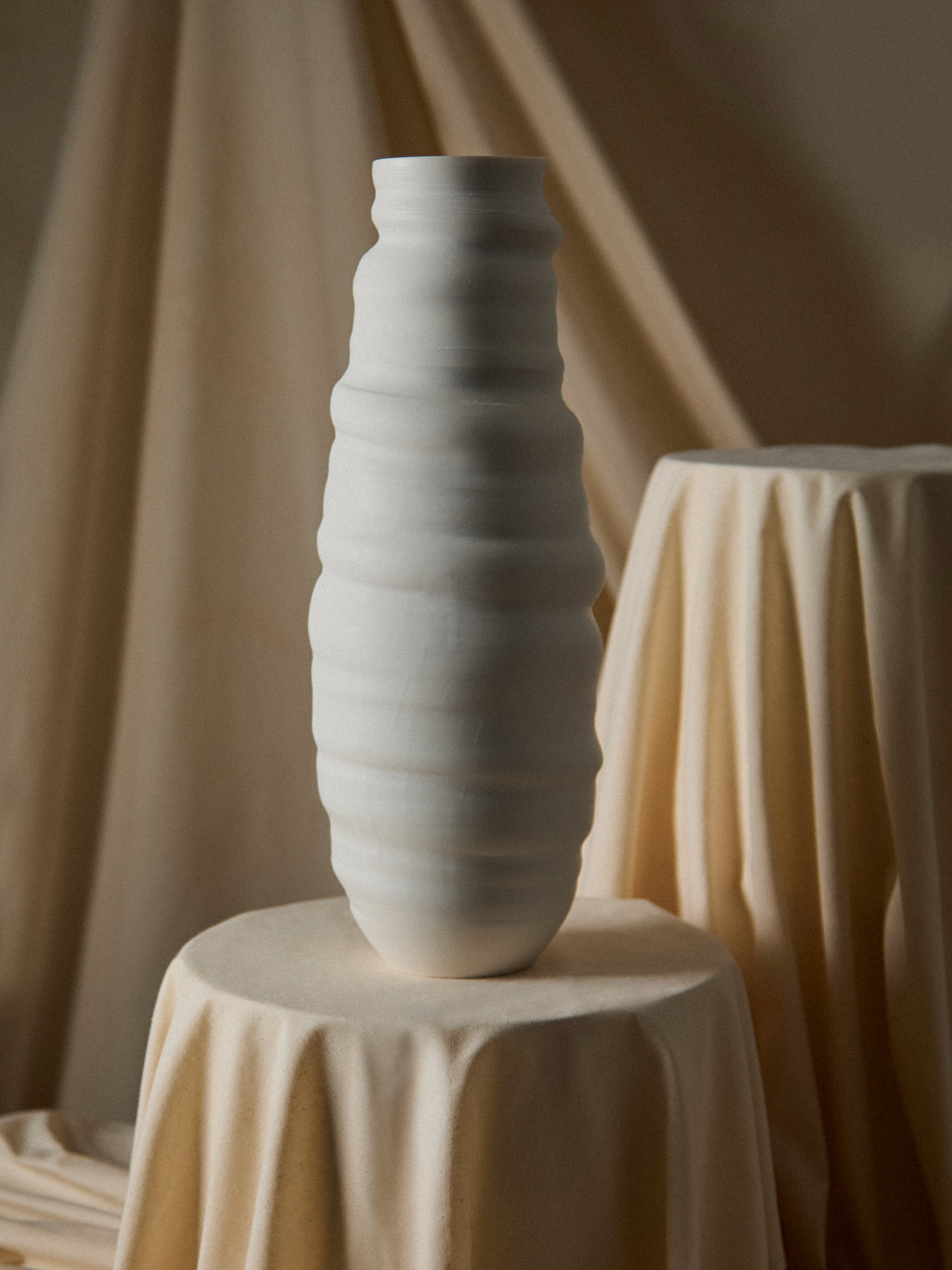Johanne Coker - No. 5 Hand-Thrown Porcelain Vase (17in/43.5cm) - White - ABASK
