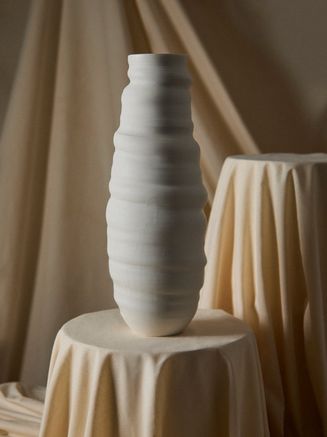 Johanne Coker - No. 5 Hand-Thrown Porcelain Vase (17in/43.5cm) - White - ABASK