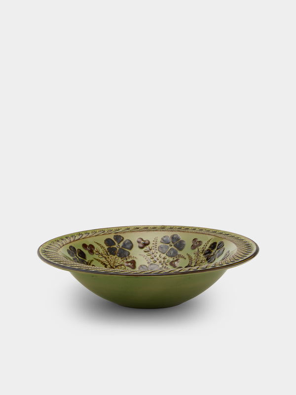 Poterie d’Évires - Flowers Hand-Painted Ceramic Serving Bowl - Green - ABASK - 