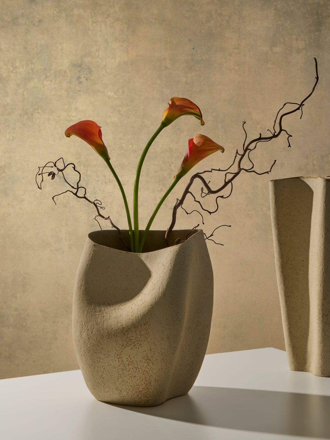 Linda Ouhbi - No. 5 Hand-Built Stoneware Vase (12.5in/32cm) - Beige - ABASK