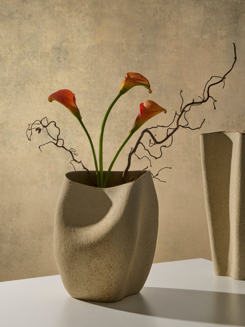 Linda Ouhbi - No. 5 Hand-Built Stoneware Vase (12.5in/32cm) - Beige - ABASK