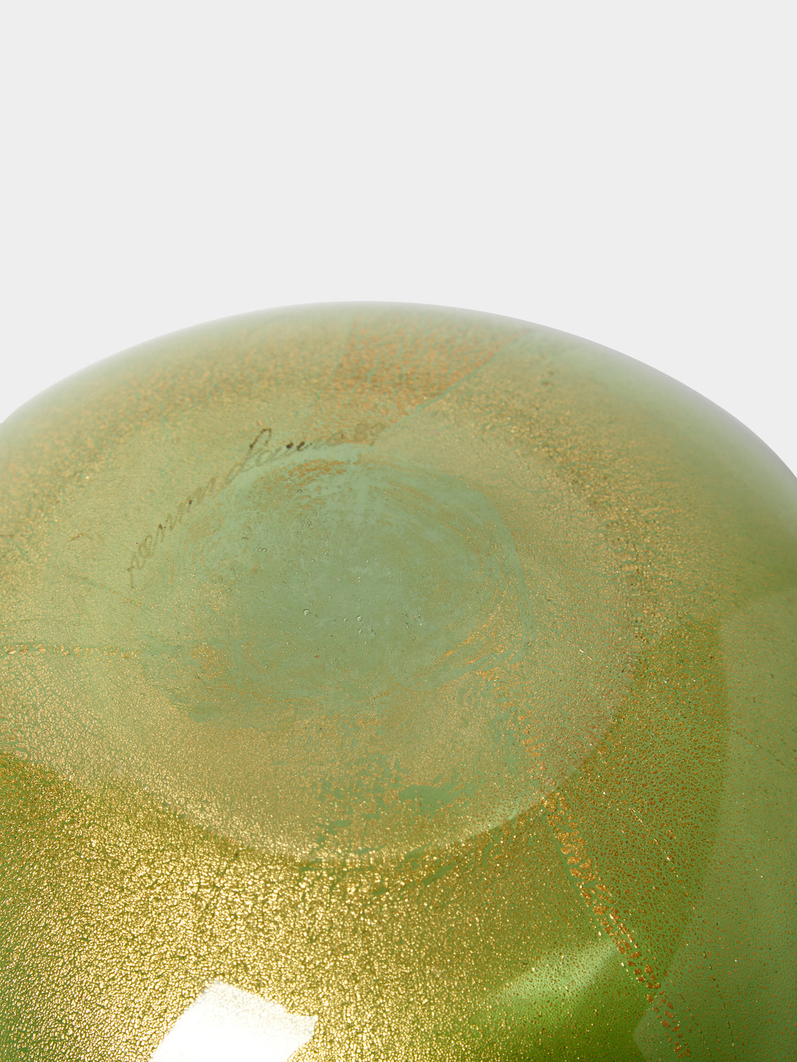 Antique and Vintage - 1985 Laura Diaz De Santillana Sommersi Oro Murano Glass Vase (7in/18cm) - Green - ABASK