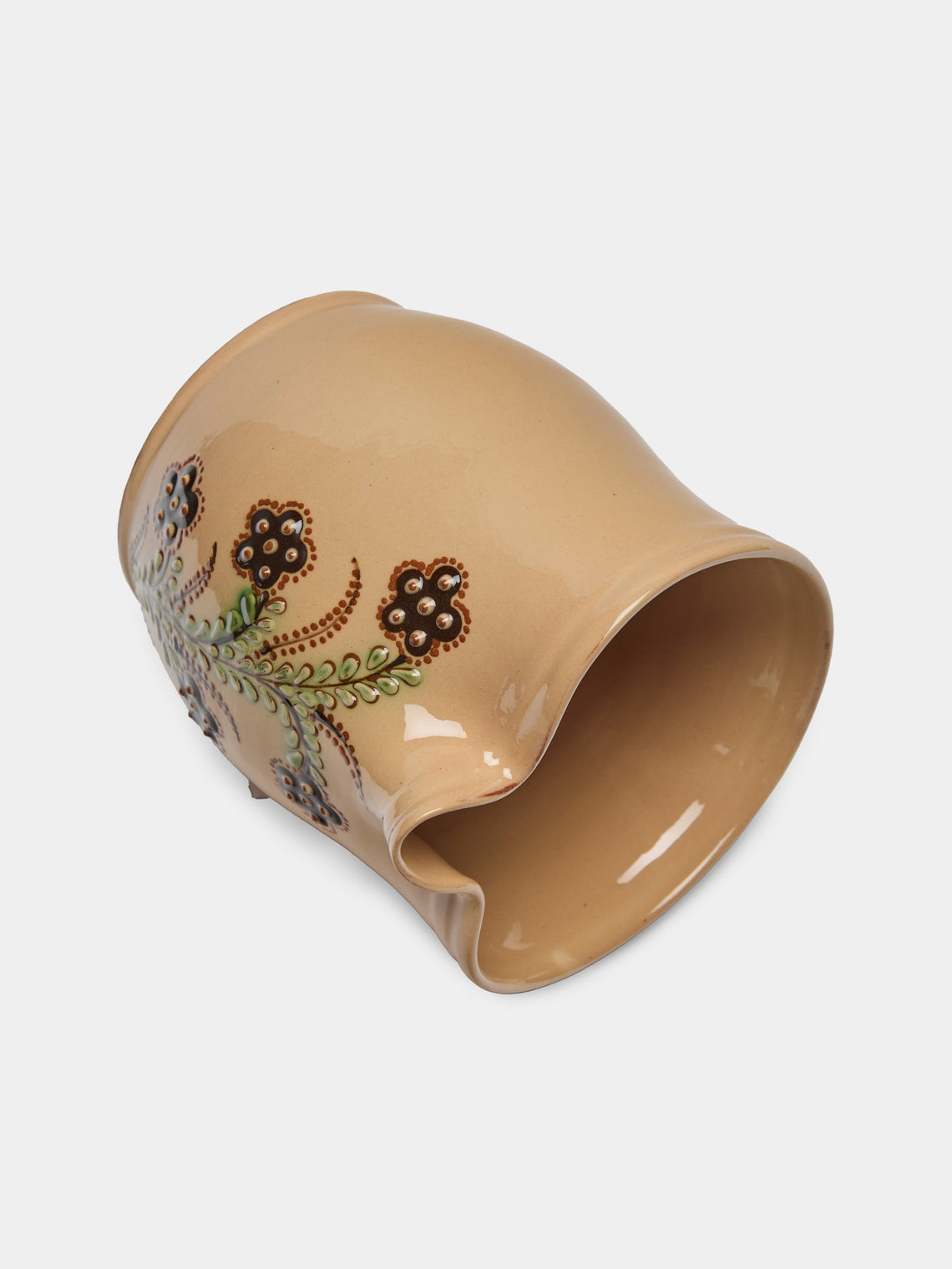 Poterie d’Évires - Flowers Hand-Painted Ceramic Jug (34oz/1L) - Cream - ABASK