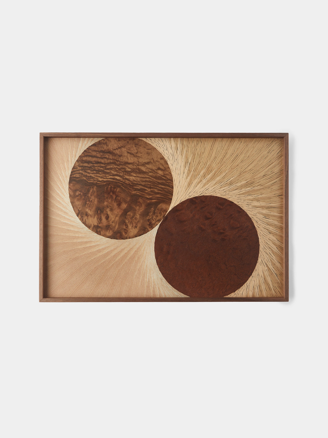 Mori Kougei - Flying Bird Poke Marquetry Wood Tray (14.5in/36.5cm) - Brown - ABASK - 