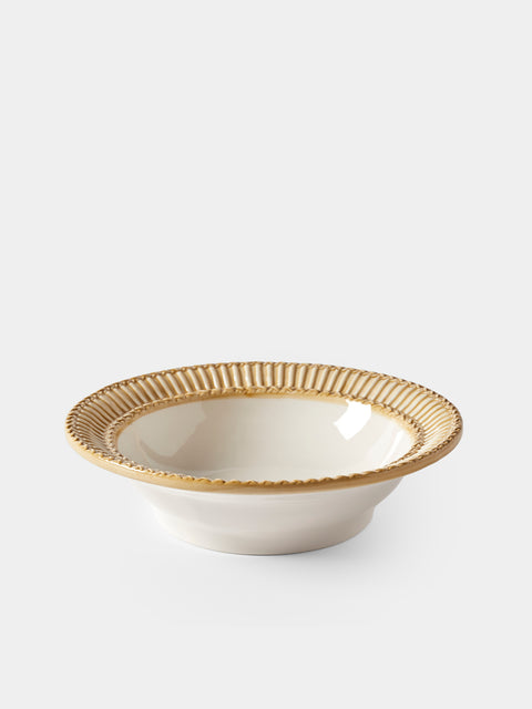 Tessalume Ceramiche - Wicker Hand-Painted Ceramic Small Salad Bowl - White - ABASK - 