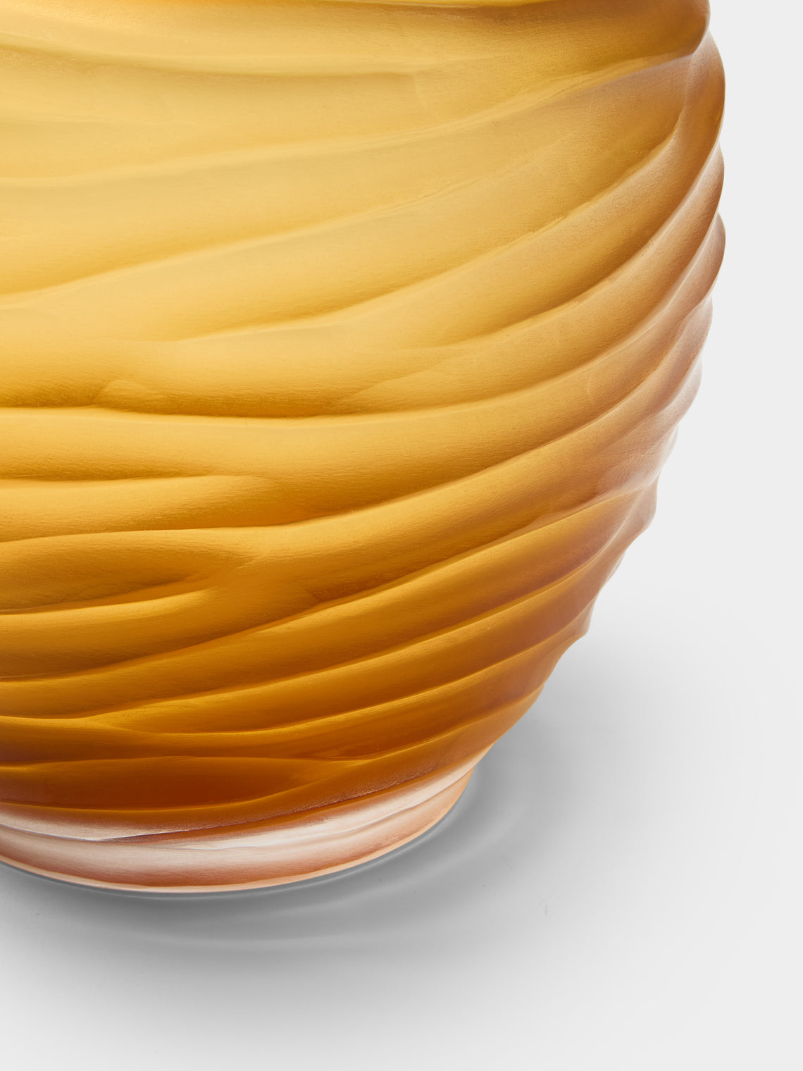 Micheluzzi Glass - Goccia Ambra Onde Hand-Blown Murano Glass Vase (8in/20cm) - Yellow - ABASK