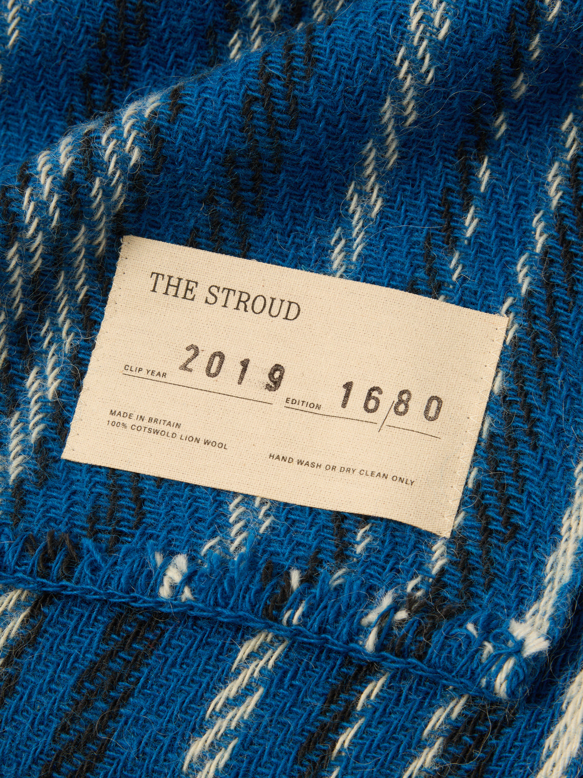 The Stroud - Stroudwater Cotswold Lion Wool Blanket (79in/2m) - Blue - ABASK