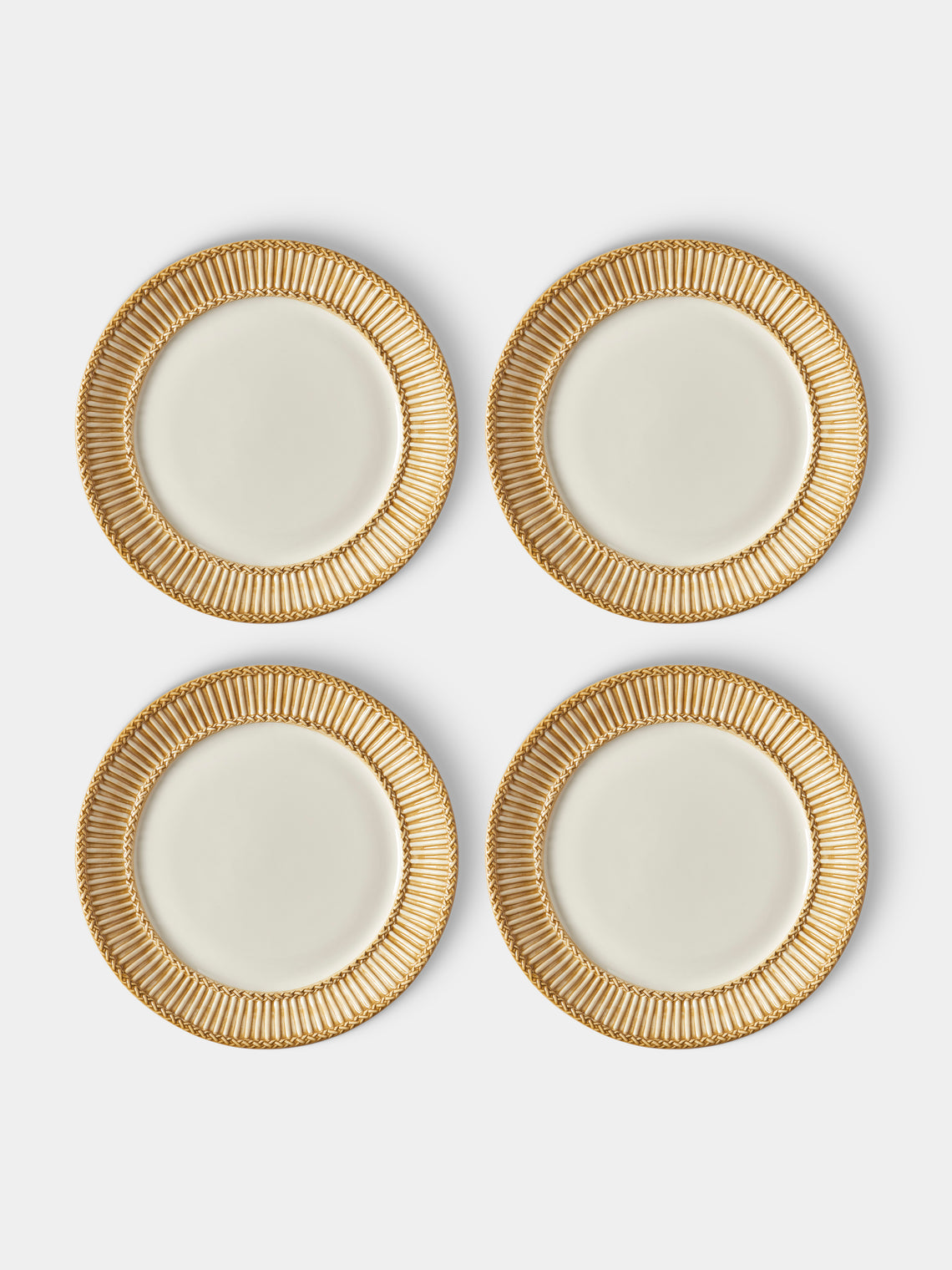 Tessalume Ceramiche - Wicker Hand-Painted Ceramic Charger Plates (Set of 4) - White - ABASK