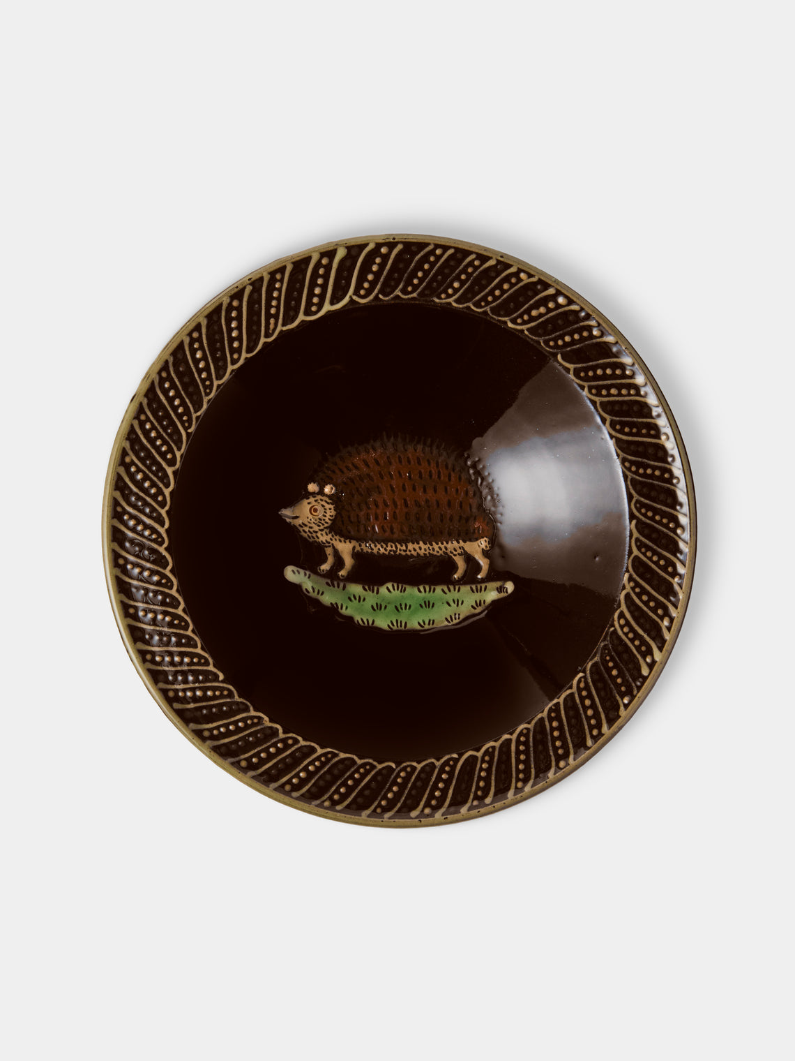 Poterie d’Évires - Animals Hand-Painted Ceramic Breakfast Bowls (Set of 4) - Dark Brown - ABASK