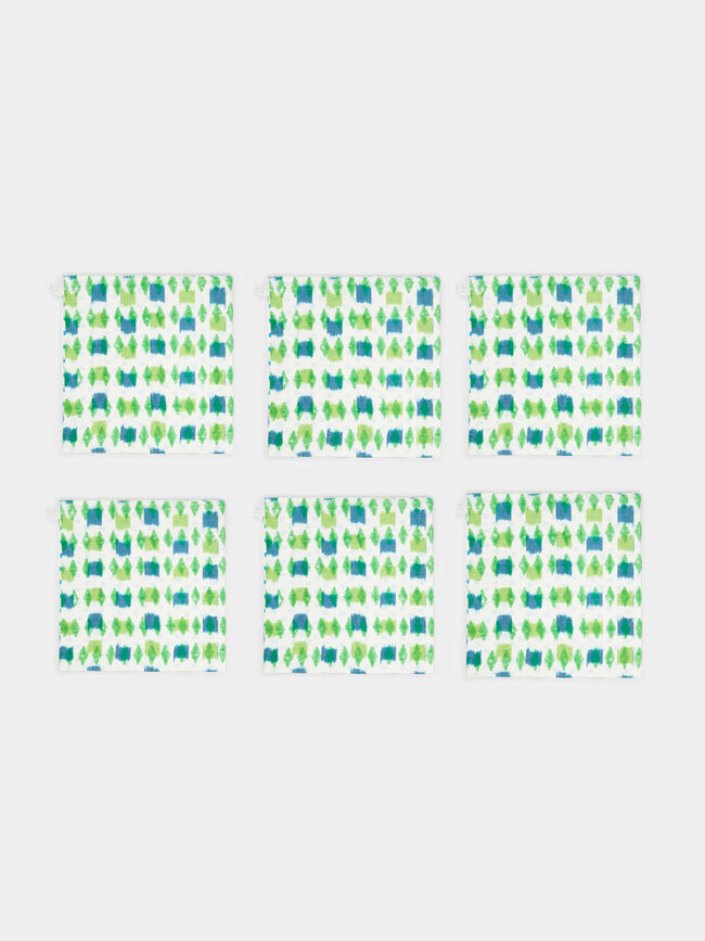 Gregory Parkinson - Sweet Pea Block-Printed Cotton Napkins (Set of 6) - Green - ABASK