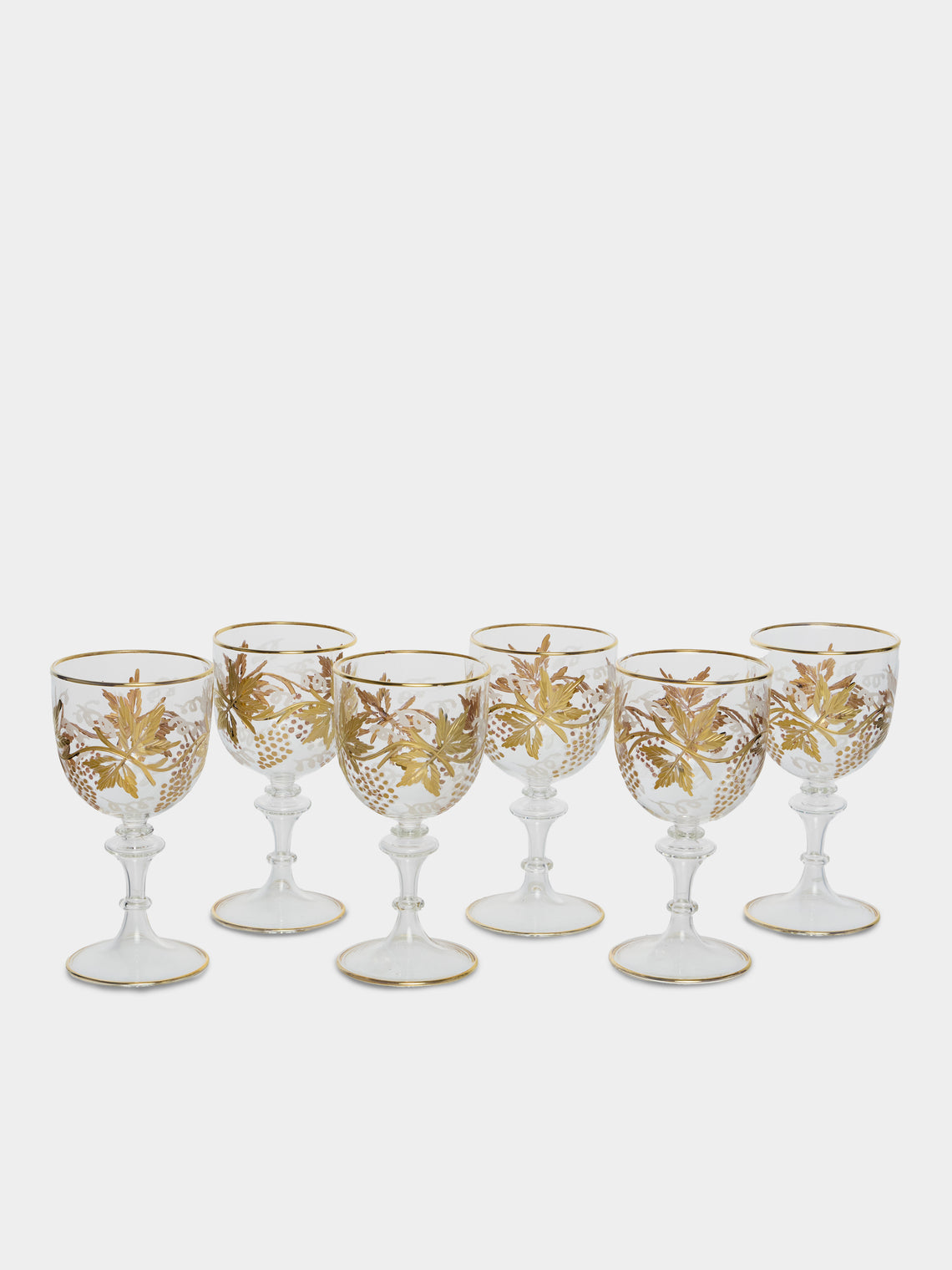 Alya Tannous - | Set of 6 | Vines White Wine Glasses - Gold - ABASK