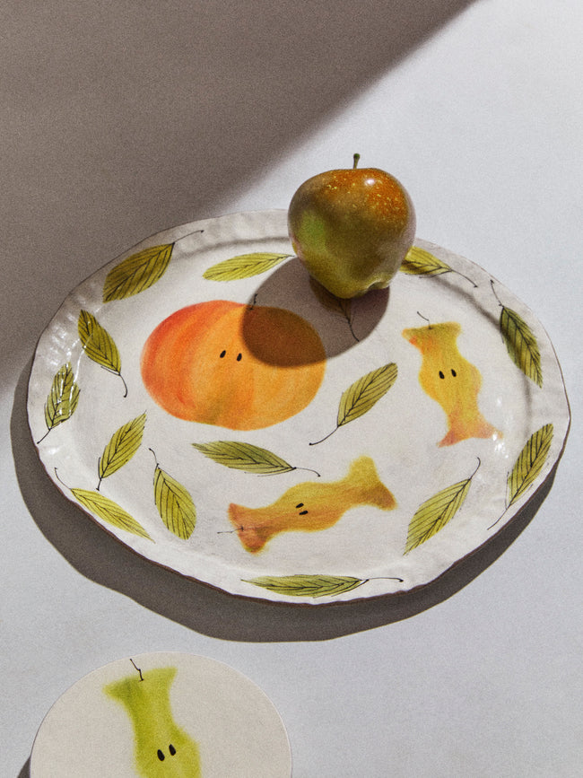Yon Ho Kyung - Apples Hand-Painted Buncheong Platter - White - ABASK