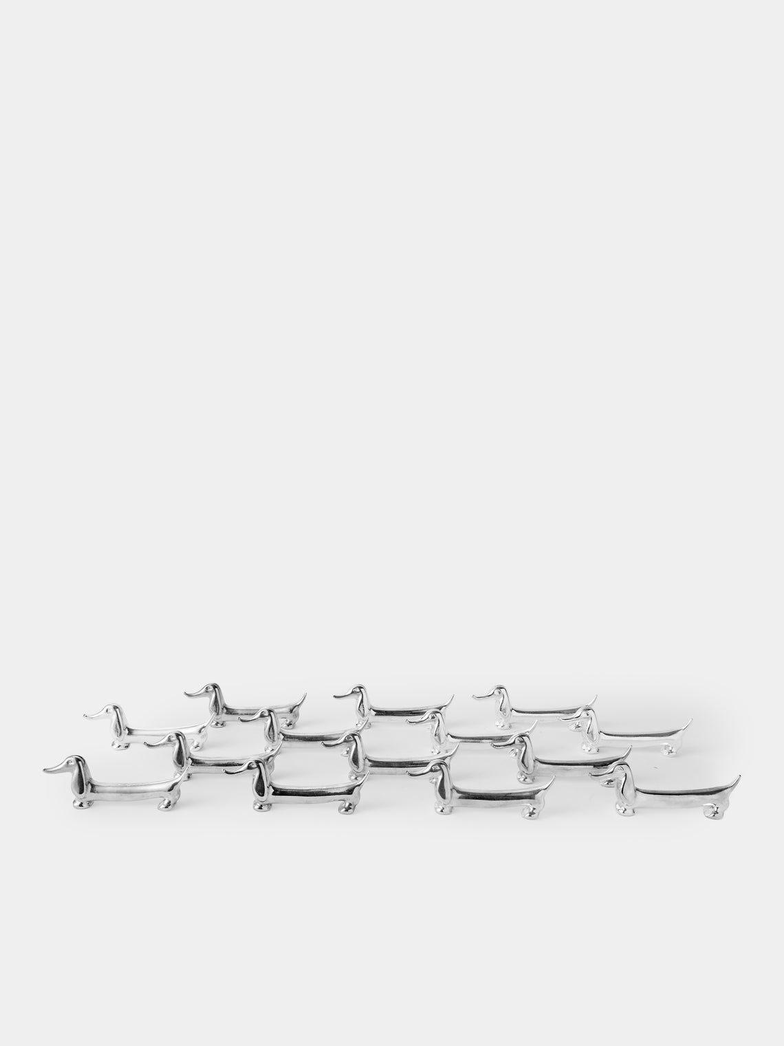 Antique and Vintage - Mid Century Silver Plated Dachshund Knife Rests (Set of 14) - Silver - ABASK