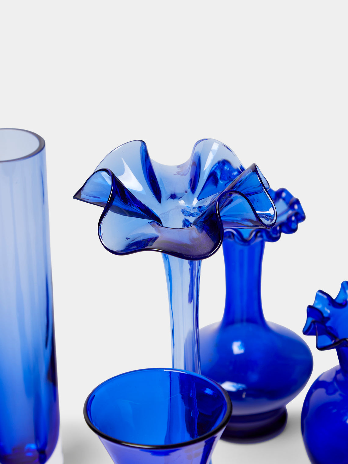 Antique and Vintage - Mid-Century Glass Bud Vases (Set of 8) - Blue - ABASK