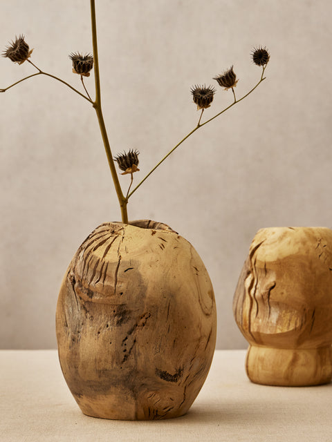 Thursday Furniture - Hand-Turned Fig Vase (8in/21cm) - Natural - ABASK