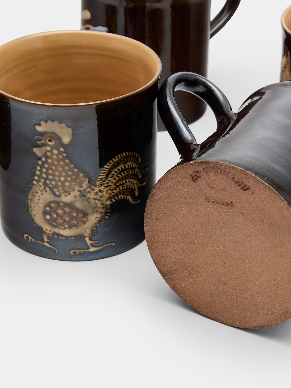 Poterie d’Évires - Safari Hand-Painted Ceramic Mugs (Set of 6) - Dark brown - ABASK