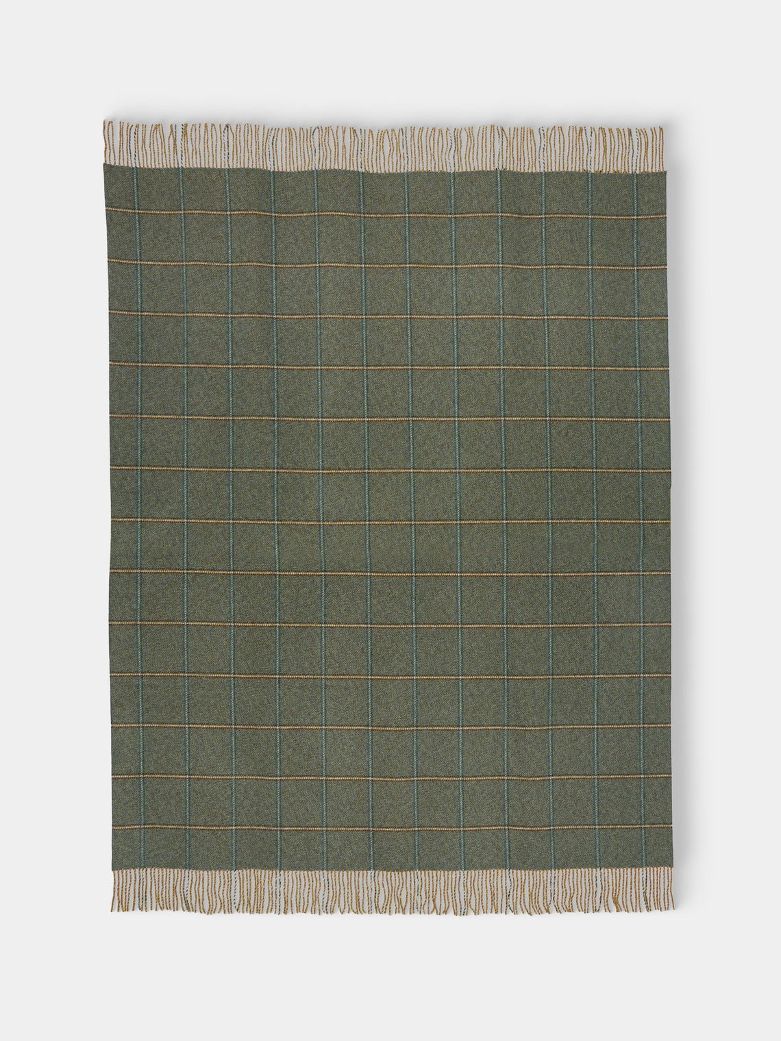 Johnstons of Elgin - Tweed Wool Throw (75in/1.9m) - Green - ABASK - 