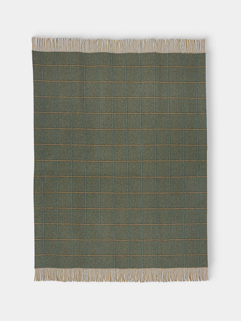 Johnstons of Elgin - Tweed Wool Throw (75in/1.9m) - Green - ABASK - 