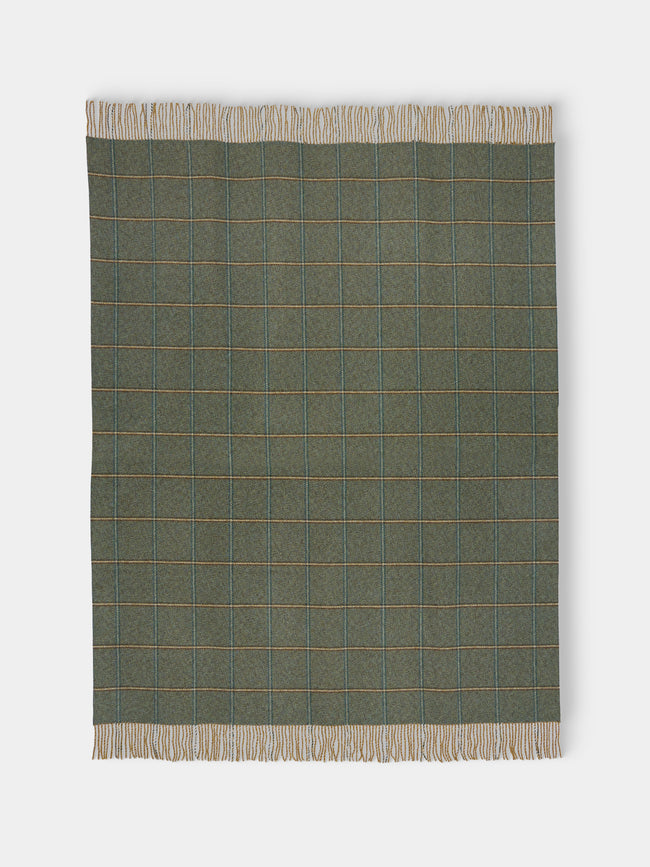 Johnstons of Elgin - Tweed Wool Throw (75in/1.9m) - Green - ABASK - 
